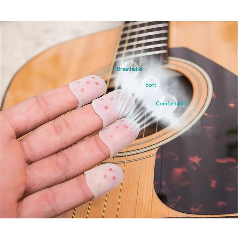 5pcs Silicone Guitar Finger Transparent Guitar Fingertip Protectors For Ukulele Guitar Non-slip Finger Guards Guitar Accessories