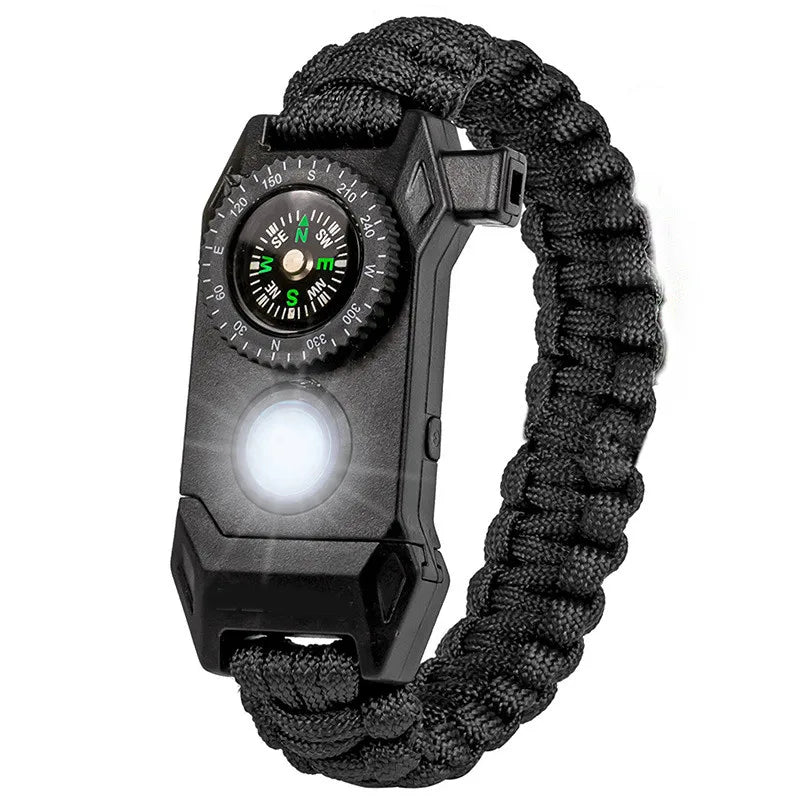 Fashion Men Outdoor LED Light Survival Umbrella Rope SOS Bracelet Emergency Rescue Bracelet Compass Sport Whistle Bracelets