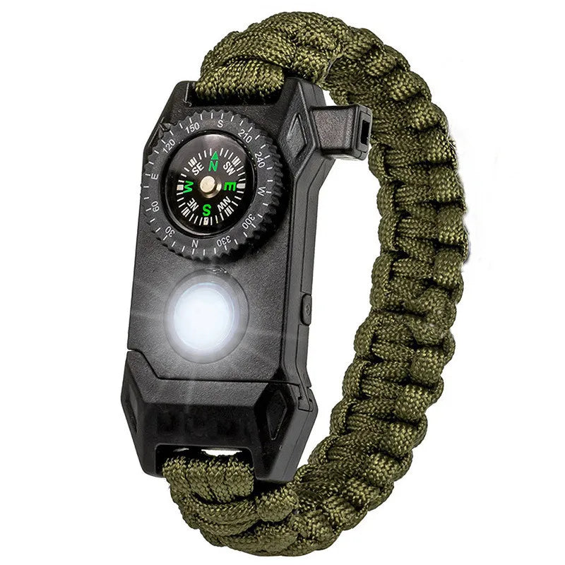 Fashion Men Outdoor LED Light Survival Umbrella Rope SOS Bracelet Emergency Rescue Bracelet Compass Sport Whistle Bracelets